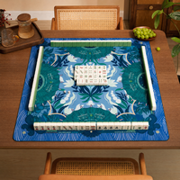 Mesa de Mahjong Americana Plegable y Portátil de Lujo con Tapete de Goma Natural de 33x33 Pulgadas, Envío Rápido