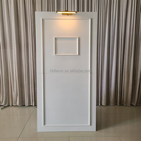 Panel Lampu LED Latar Belakang Pernikahan Putih Hitam, Huruf Happy Wedding untuk Pintu, Panggung Pesta, Latar Foto Booth