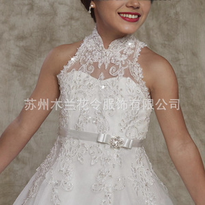 ML001 AliExpress para Comercio Exterior, Vestido de Novia para Niñas Europeas y Americanas, Vestido de Encaje para Cumpleaños, 100% Algodón, Estilo Capilla - Product Image 3