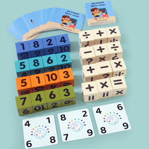 Nouveau jeu de mathématiques interactif en bois Montessori à 24 points, jeu éducatif cognitif, cartes <span class=keywords><strong>PK</strong></span>, jouets pour enfants - Product Image 4