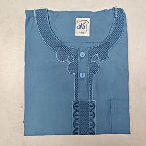 3X tela Hombres estilo marroquí niños Thobe islámico Thobe para niños azul musulmán Thobe para bebé niño - Product Image 5