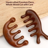 Peigne de massage du cuir chevelu en bois personnalisé avec logo, masseur du cuir chevelu en bois de santal, brosse Gua Sha en bois pour femmes et hommes
