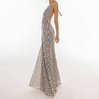 Robe longue moulante OEM pour femme, col halter en V, à pois, sexy, dos nu, décolleté plongeant, pour cocktail, été, plage