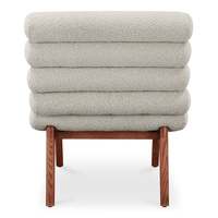 Fauteuil lounge moderne en tissu bouclé avec base en bois massif pour hall d'hôtel