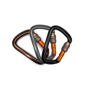 Clip de gancho de aluminio de seguridad Mosquetón de aluminio <span class=keywords><strong>en</strong></span> forma de <span class=keywords><strong>D</strong></span> de bloqueo ultraligero Mosquetones fuertes de escalada de 25kn Safety <span class=keywords><strong>EN</strong></span> CE - Product Image 1