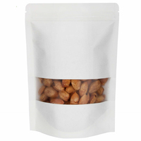 Sachet refermable écologique biodégradable avec fenêtre mate, en papier kraft blanc, réutilisable, imprimé numériquement, en PE, pour le sucre