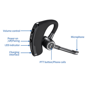 Auriculares Bluetooth de un Solo Oído con Función de Pulsar para Hablar, Auriculares Inalámbricos para Radio POC, se Conectan con Radio Bidireccional o Teléfono Inteligente - Product Image 2