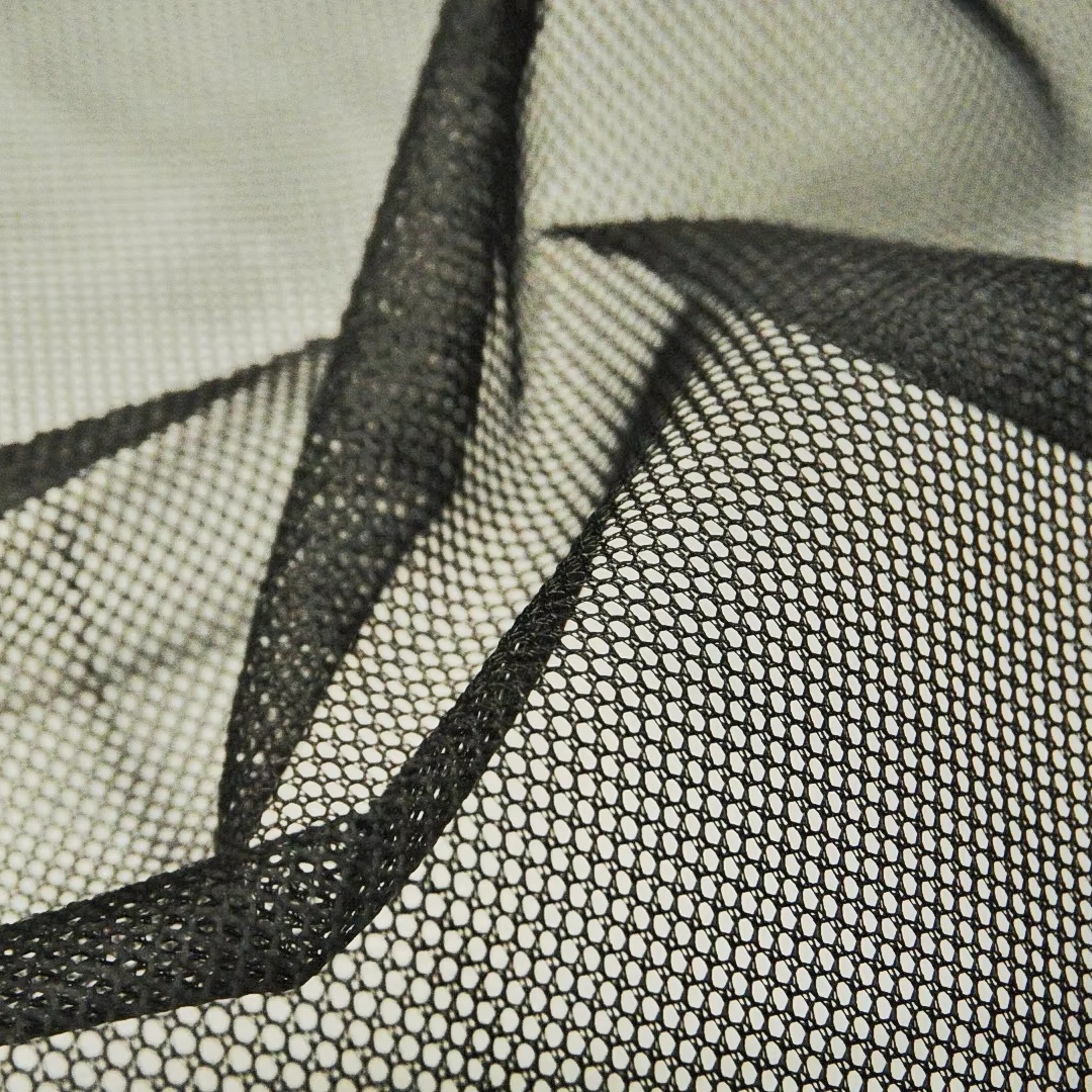K080 Thick Black 100% Polyester Applique Mesh Fabric-Abrasion-Resistant 155cm Width Multi-Functional Industrial Material for