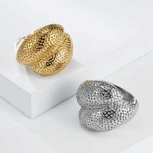 Fashionable Gold Plated Titanium Steel <b>Ring</b> For Women Geometric Shape Party Jewelry - Product Image 2