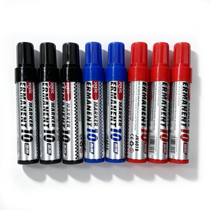 Marqueur permanent super jumbo JK-6018, largeur d'écriture 10 mm, couleurs rouge, bleu, noir, pointe biseautée. - Product Image 4
