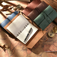 Carnet de voyage A6 en cuir, classeur à feuilles mobiles en cuir PU pour l'écriture, 100 pages, logo personnalisé, clé USB, tendance créative