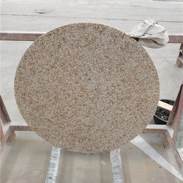 Round Rusty Granite Dining Table Stone for Country Yard Decoration