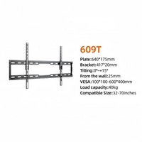 Soporte de TV LCD LED Delgado hecho en fábrica, soportes de TV fijos de acero montados en la pared para uso en la oficina