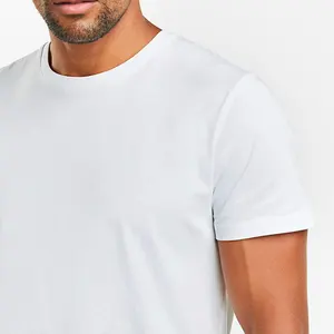 Мужская рубашка с круглым вырезом, простая майка, 95% хлопок, 5% спандекс, однотонная, бестселлер