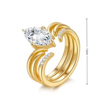 Cincin Set Paduan Seng Kristal Inlay Harga Murah Terbaru Trendi Perhiasan Wanita Mewah Ringan Modis