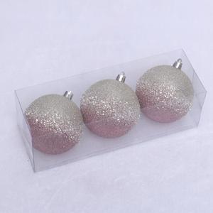 Bola <span class=keywords><strong>de</strong></span> adorno navideña <span class=keywords><strong>de</strong></span> plástico pintada a mano con purpurina gris y oro rosa <span class=keywords><strong>de</strong></span> lujo, venta al por mayor - Product Image 3