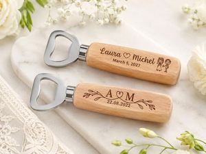 Factory Natural Rubber Wood Handle Bottle Opener Creative Stainless Steel Cap Remover <b>Kitchen</b> <b>Gadget</b> for Promotion Gift - Product Image 2