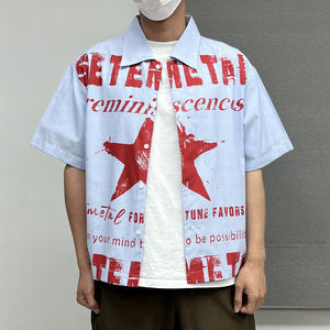 OEM Bulk Streetwear Button Up Men's Baggy Boxy T-<b>Shirts</b> Custom Printed Men Oversized Short Sleeve Lapel Luxury <b>Polo</b> <b>Shirt</b> - Product Image 1