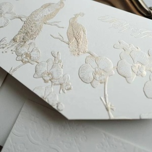 Ensemble d'invitations de mariage en papier d'art de luxe <span class=keywords><strong>personnalisé</strong></span>, papier premium 600 g/m², design floral en relief 3D avec <span class=keywords><strong>impression</strong></span> en creux - Product Image 2