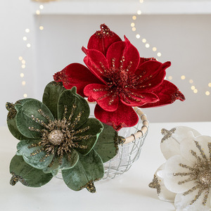 Fleur de Poinsettia Artificielle Scintillante pour Décoration de Sapin de Noël, Couronne et Guirlande de Noël - Product Image 2