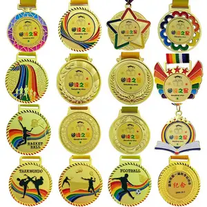 Individuelle Medaillen Medaillenherstellung Gold Silber Bronze aufgeführte Medaillen Basketball- und Fußball-Spielplatten
