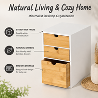 Meuble de rangement de bureau avec 3 tiroirs en bambou, organisateur de table multifonction pour accessoires de bureau et organisation de comptoir à domicile