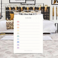 Bloc-notes au design nuage mignon, 50 feuilles/bloc, bloc-notes à feuilles mobiles pour l'organisation du temps, pour étudiants, papeterie scolaire avec liste de tâches colorée