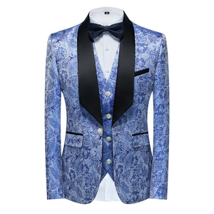 Nuevo Traje de Jacquard para <span class=keywords><strong>Hombre</strong></span>, Traje de Boda, Blazer de un Solo Pecho, Corte Entallado, Pantalones de Pierna Recta y Chaleco, Conjunto de 3 Piezas - Product Image 5