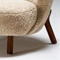Fauteuil simple Petra, fauteuil d'appoint en tissu imitation laine d'agneau, fauteuil de loisirs vintage français pour salon, balcon et chambre