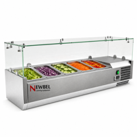 Table de préparation commerciale Newbel VRX1200FG avec refroidissement statique, comptoir de restaurant, îlot de préparation, bar à salades