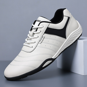 Chaussures bateau en cuir noires à bout rond et lacets, doublure en maille respirante, semelle extérieure en caoutchouc, toutes saisons, chaussures décontractées pour hommes - Product Image 2