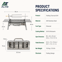 Barbecue au charbon de bois pliable en acier inoxydable 304, réchaud portable d'extérieur, rôtissoire, camping, randonnée, pique-nique, emballage personnalisé