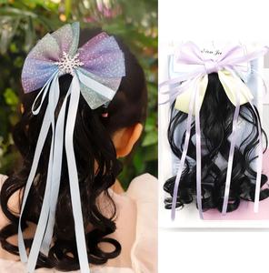 Parrucca <span class=keywords><strong>per</strong></span> Bambine con Fiocco, Accessori <span class=keywords><strong>per</strong></span> Capelli da Principessa, Coda di Cavallo Riccia, Acconciatura <span class=keywords><strong>per</strong></span> <span class=keywords><strong>Bambini</strong></span> e Neonati - Product Image 1