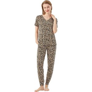 Pyjama pour femmes BambooBud, haut à manches courtes, pantalon de jogging, vêtements de nuit en viscose de bambou avec poche, tailles S à XXL - Product Image 1