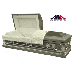 Ataúd de Acero Inoxidable con Acabado Bronce Ajustable, Estilo Americano, Terciopelo Blanco, Suministros Funerarios ANA - Product Image 3