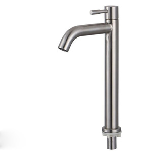 Robinet de lavabo en acier inoxydable, monocommande, à poser sur le comptoir, style minimaliste, monotrou - Product Image 1