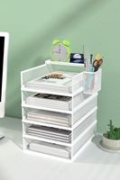 Support de classement de bureau A3 en métal, boîte de rangement multi-niveaux pour documents, organiseur de fichiers de bureau empilable