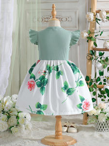 ชุดเดรสเด็กผู้หญิงลายดอกไม้ ปี 2026 คอทรงโอ แขนสั้น ผ้าฝ้ายผสมรักษ์โลก ทรงเอไลน์ พิมพ์ลายฤดูร้อน สไตล์เจ้าหญิง - Product Image 4