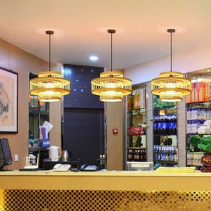 Lámpara colgante redonda de bambú tejido con bombilla LED E27 para iluminación de hoteles, casas de té y restaurantes - Product Image 4