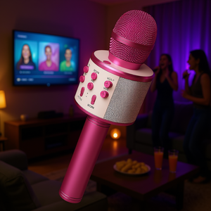 Microphone karaoké sans fil 5CORE, haut-parleur portable Bluetooth, rose - Product Image 2