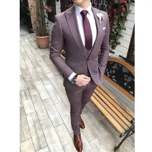 Custom Made 3 Stuks Mannen Pakken Slim Fit Mode Bruiloft Prom Suits Set Voor Man