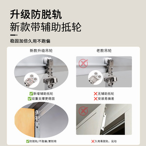 <b>Wardrobe</b> Folding Door Track Aluminum Alloy Double Damper Ceiling Mount Non-Detachable <b>Hardware</b> Complete Set - Product Image 5