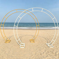 Arche de mariage de jardin en métal à double poteau avec base, pour ballons, anneaux et fleurs, style pergola, pour toile de fond