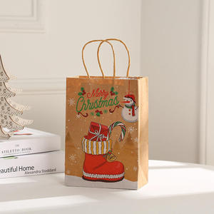 Sac en papier kraft de luxe personnalisé avec poignées, imprimé pour cadeaux de Noël, de Nouvel An et de fête, idéal pour l'emballage artisanal - Product Image 3