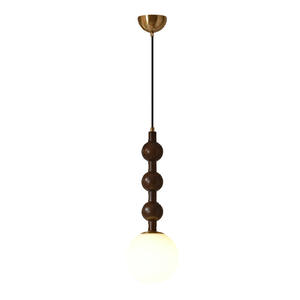 French Retro Style Long Solid Wood LED Pendant Light Wabi-Sabi Style Bar Counter Background Wall <b>Lamp</b> <b>Bedroom</b> Hallway - Product Image 6