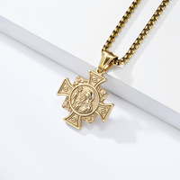 Pendentif pour homme en acier inoxydable 316L, médaille d'exorcisme Saint Benoît, vintage, personnalisée, PVD, étanche, anti-ternissement