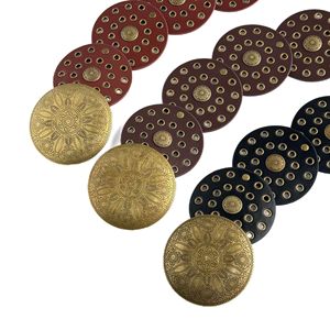 ヴィンテージバックルラウンドリベットレザーベルト女性高品質ファッションアクセサリー金属装飾ウエストチェーンラインストーン Y2K ベルト - Product Image 3
