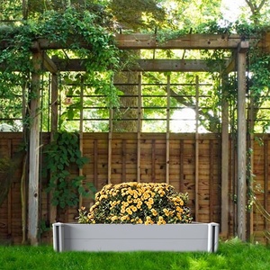 Jardin <span class=keywords><strong>surélevé</strong></span> à fleurs végétales blanches extérieures 4x4, lit <span class=keywords><strong>surélevé</strong></span> de jardin en plastique, lit de jardin <span class=keywords><strong>surélevé</strong></span> en plastique vinyle - Product Image 4