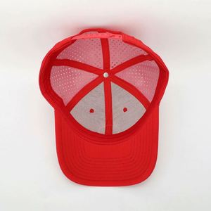 Gorra de Béisbol Personalizada para Hombre, de 6 Paneles, Estructurada, Roja, de Poliéster Impermeable, con Perforaciones Cortadas a Láser, Parche de Goma de PVC, Gorras Deportivas - Product Image 6