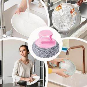 Non-Scratch Imitative Stainless Steel Scrubber PET Palm <b>Scrub</b> Kitchen Cleaning <b>Brush</b> Plastic Pot Dish <b>Brush</b> - Product Image 6